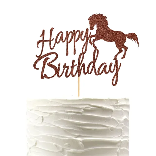 Miniatura 12 de Decoración para pastel de cumpleaños con temática de carreras de caballos, decoración de fiesta de cumpleaños, purpurina negra