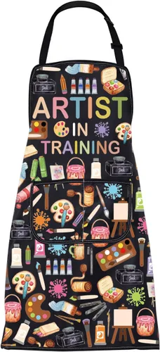 Miniatura 8 de FUSTMW Delantales de pintor de artistas, delantales con bolsillos, delantales de pintor, regalo para amantes del arte, regalos para profesores