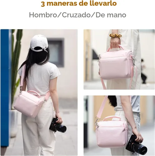 Miniatura 5 de K&F CONCEPT Bandolera de Cámara Bolso Cruzado Pequeño para Cámara DSLR/SLR/Linda Bolsos de Hombro Compactos para Fotógrafos 02-rosa
