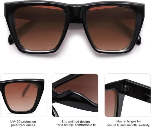 Miniatura 32 de SOJOS Fashion Oversized Square Cat Eye Polarized Sunglasses for Women Trendy Cateye Style Womens Sunglasses SJ2179