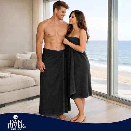 Miniatura 101 de DAN RIVER Paquete de 2 sábanas de baño de 35x70 pulgadas, sábanas de baño jumbo acanaladas para adultos, toallas grandes gruesas y absorbentes