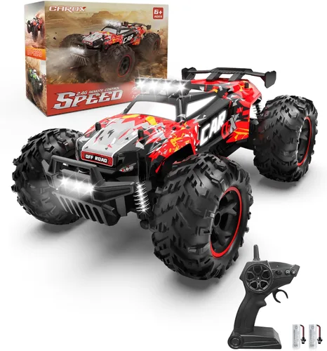 Miniatura 8 de Carox Auto de Control Remoto, Coche RC de Alta Velocidad de 2.4GHz 26KM/H, Camión Monster Todo Terreno 1:18 con Luces LED, Acelerador Proporcional
