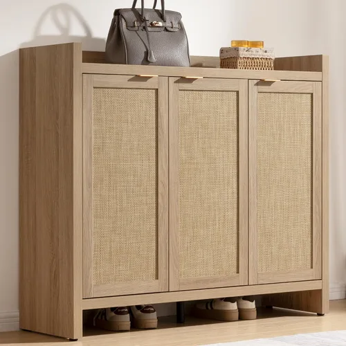 Miniatura 12 de SICOTAS Zapatero de almacenamiento de 30 pares, gabinete de ratán para entrada, gabinete grande de 6 niveles de 41" de altura, gabinete