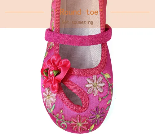 Miniatura 3 de Encanto - Zapatos de disfraz de Mary-Jane, zapatos planos de punta redonda, cuña baja, zapatos de ballet con bordado floral para niñas, Halloween