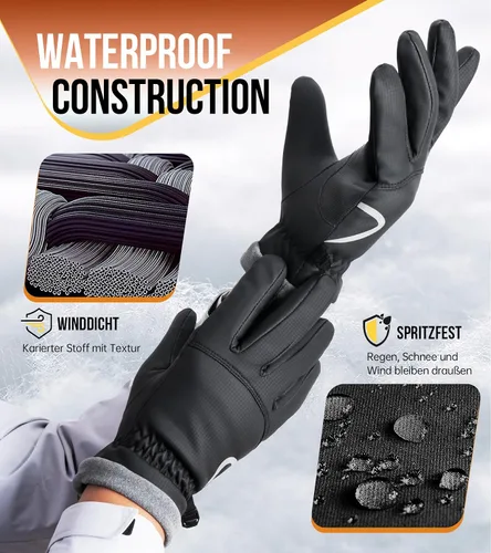 Miniatura 4 de PULIOU Guantes térmicos impermeables de invierno para hombres y mujeres, para clima frío, resistentes al viento, guantes de nieve con dedos