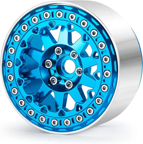 Miniatura 4 de Juego de 4 unidades de 2.2 pulgadas Beadlock llantas de rueda de metal para Axial Wraith SCX10 90048 RR10 TRX4 D90 RC Crawler Car (azul)