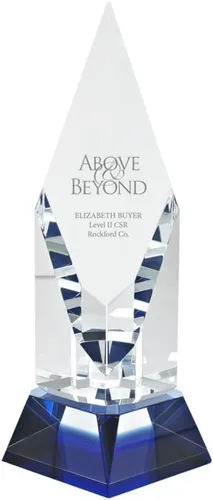 Miniatura 13 de Baudville Premio de trofeo de cristal luminario grabado personalizado - Destacados azules - Viene con elegante caja de regalo negra Lágrima