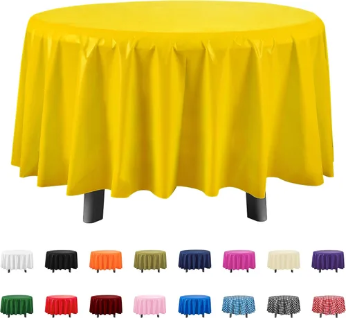 Miniatura 27 de Eleclassi Negro Paquete de 12 Manteles Redondos de Plástico Desechables Premium - Manteles de Mesa de Plástico Redondos de 84 Pulgadas para Fiestas
