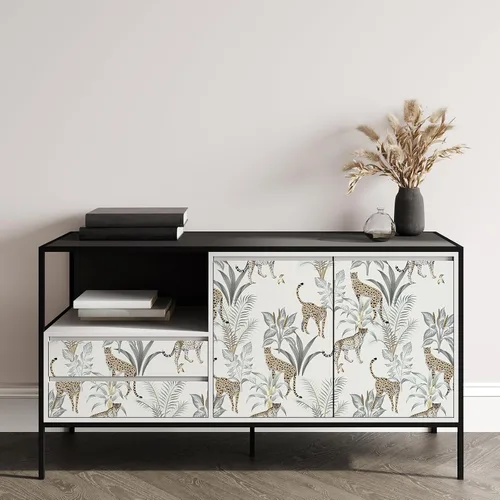 Miniatura 7 de VaryStyle Papel pintado de guepardo de la selva de 17.7 x 118 pulgadas, papel tapiz de leopardo de animales para despegar y pegar, papel de pared