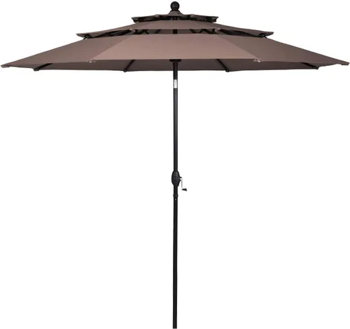 Miniatura 11 de Tangkula Sombrilla de patio de 3 niveles de 10 pies, sombrilla de aluminio con doble ventilación para exteriores, con manivela, para mercado, patio