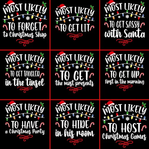 Miniatura 5 de Most Likely To Christmas Shirts For Family 50 Quotes Family Matching Christmas Shirts Funny Christmas T-Shirts Custom Text Personalized Tees for
