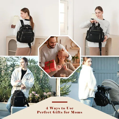 Miniatura 2 de Mochila para pañales de viaje con cambiador, 13 bolsillos, bolsillos aislados, puerto de carga USB, artículos esenciales para baby shower