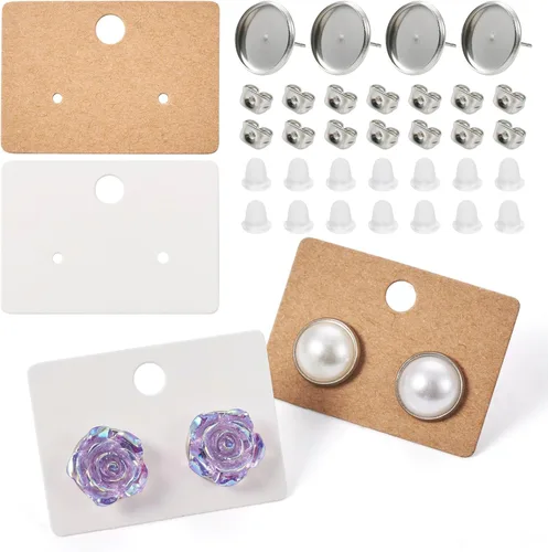 Miniatura 23 de Craftdady 400 aretes de acero inoxidable de 0.15 a 0.55 pulgadas, 8 tamaños, almohadillas planas, redondas, en blanco, para hacer joyas Almohadilla