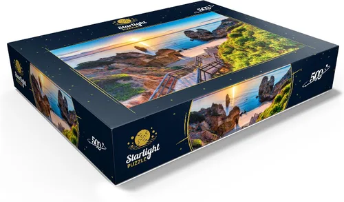 Miniatura 3 de MyPuzzle Camilo Beach (Praia Do Camilo) con mar turquesa en el fondo, Lagos, Algarve, Portugal, rompecabezas prémium de 100 piezas para adultos