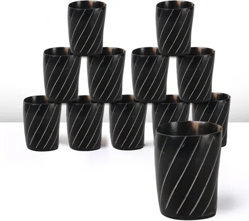 Miniatura 30 de Handicrafts Home Juego de 4 vasos de chupito hechos a mano, patrón entrecruzado de 6.5 onzas, chupitos de whisky vikingo naturales para cócteles