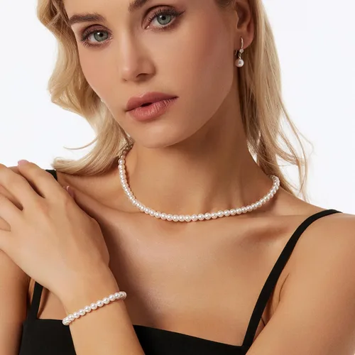 Miniatura 2 de Pearl Necklace 6MM8MM Dainty Round Imitation Pearl Choker Necklace Wedding Pearl Necklace Delicate Jewelry for Women Simple Bridesmaid Jewelry Gifts