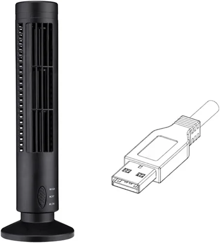 Miniatura 4 de Zetiling Ventilador de torre para dormitorio, ventilador de piso, 2 velocidades y modos de viento, mini ventilador de torre sin aspas USB