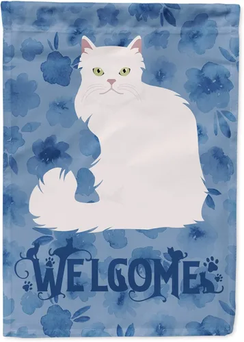 Miniatura 113 de Caroline's Treasures CK5047CHF Ojos Azules - Bandera de bienvenida con diseño de gato para casa de porche, grande, para colgar en la pared