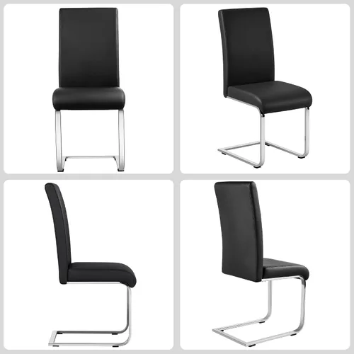 Miniatura 4 de Yaheetech Juego de 2 sillas de comedor modernas tapizadas de piel sintética con respaldo alto y patas metálicas cromadas para cocina, sala de estar