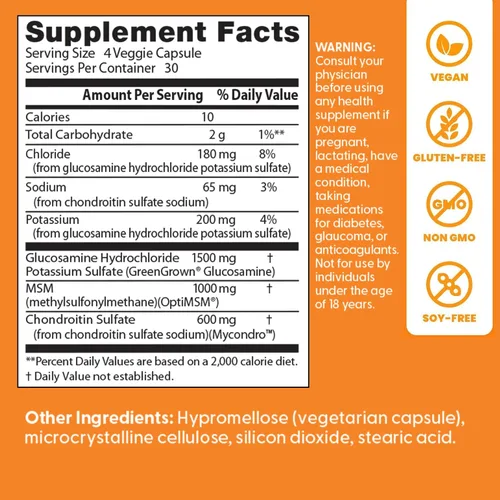 Miniatura 4 de Doctor's Best Vegana glucosamina condroitina MSM – Suplemento de apoyo a la salud de las articulaciones para mujeres y hombres, apoyo nutricional