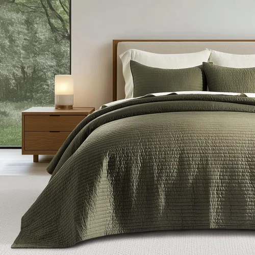 Miniatura 13 de EVERGRACEHOME Juego de edredón de sábana de algodón tamaño King, prelavado, con costura de canal de algodón, edredón, 3 piezas, ropa de cama ligera