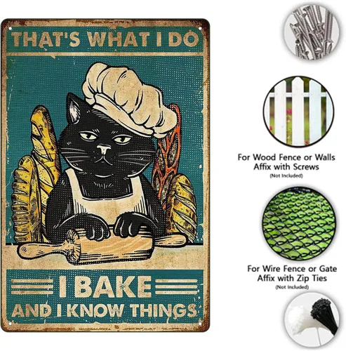 Miniatura 3 de Cartel de metal con texto en inglés «Funny Cat», retro, vintage, 8 x 12 pulgadas