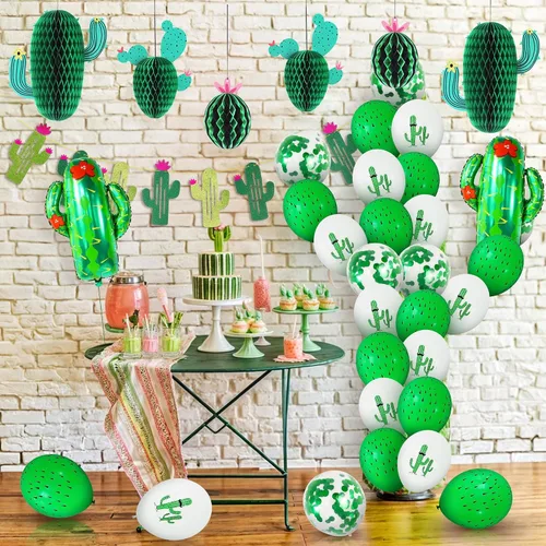 Miniatura 6 de KatchOn, Juego de decoraciones de fiesta de cactus, 30 unidades, globos de cactus, panal de abeja, pancarta de cactus Decoraciones de cumpleaños