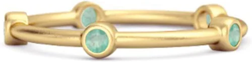 Miniatura 2 de Anillo de boda apilable de plata de ley 925, 0,5 quilates, esmeralda y cinco piedras