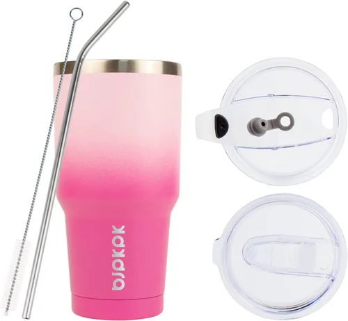 Miniatura 2 de BJPKPK Vaso de 30 onzas con tapa y pajilla, taza de café de viaje, flor de cerezo A-Cherry Blossom-30oz