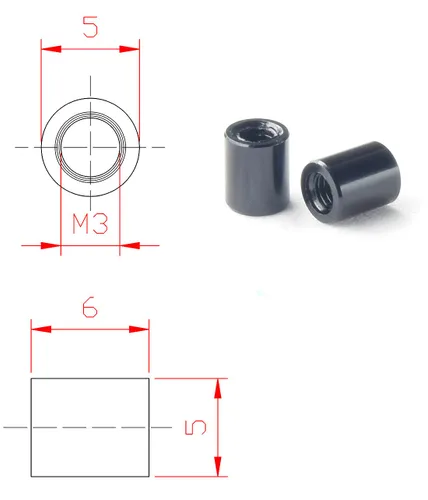 Miniatura 3 de 12 espaciadores de separación de columna redonda de aluminio M3x5mm, 6/8/10/12/0.591 in disponibles, para carreras Drone FPV Quadcopter multirotores