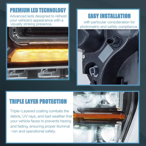 Miniatura 5 de VLAND Conjunto de faros delanteros para Ford F150 2021-2023 14ª generación XL, XLT, Lariat, Tremor, Raptor, King Ranch, Platinum, Limited, proyector
