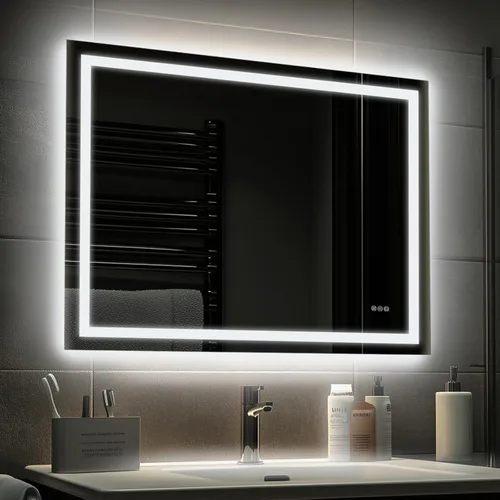 Miniatura 11 de Espejo de baño LED de 24 x 32 pulgadas con luces – antiniebla, regulable, retroiluminado e iluminado frontalmente, espejo de tocador iluminado