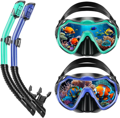 Miniatura 14 de Snorkeling Gear for Adults, Adult Snorkel Set with Panoramic Anti-Leak and Anti-Fog Tempered Glass Snorkel Mask, Dry Top Snorkel, Snorkle Mask Set