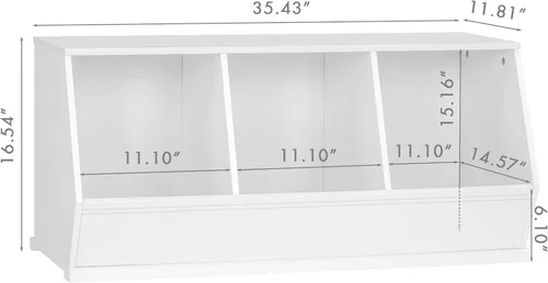 Miniatura 2 de UTEX Armario apilable de almacenamiento de juguetes, organizador de cubos de madera, estante blanco para sala de juegos, dormitorio, sala de estar
