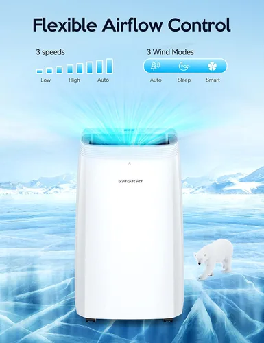 Miniatura 5 de VAGKRI Aire acondicionado portátil de 12,000 BTU, CA 3 en 1 con ventilador y deshumidificador, enfría hasta 450 pies cuadrados, unidad de CA de bajo