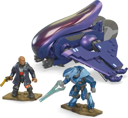 Miniatura 6 de MEGA Halo The Series - Juego de juguetes de construcción de vehículos, avión Renegade Banshee con 205 piezas, 2 micro figuras de acción, morado