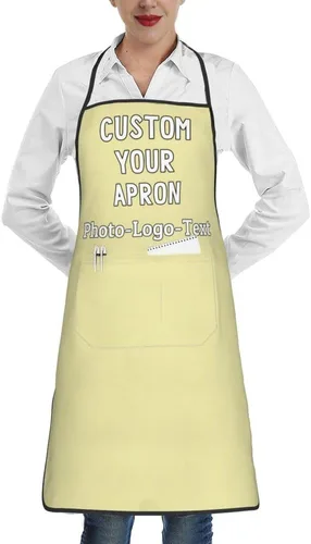 Miniatura 30 de Delantales personalizados para adultos, delantal personalizado con logotipo de foto, delantal impermeable con 2 bolsillos