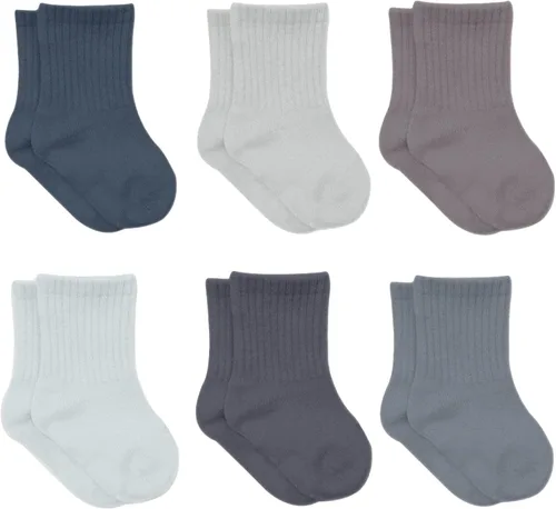 Miniatura 16 de bistyle Calcetines tobilleros con agarre para bebé, 6 pares, calcetines de algodón orgánico para recién nacidos, calcetines para niños y niñas