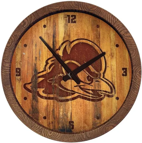 Miniatura 132 de The Fan-Brand NCAA Oklahoma Sooners: Reloj de pared con parte superior de barril de imitación para decoración de bar, decoración de fiesta