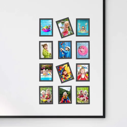 Miniatura 5 de HIIMIEI Paquete de 12 portarretratos magnéticos negros para nevera de 2.5 x 3.5 pulgadas, 2 x 3 pulgadas, Polaroid Instax, pequeño imán para nevera