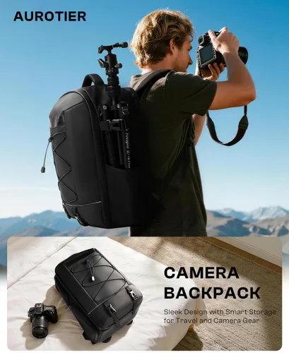 Miniatura 7 de Mochila para cámara, bolsa para cámara DSLR SLR para fotógrafos compatible con Sony/Canon/Nikon/DJI Mavic Drone, cubierta impermeable para lluvia