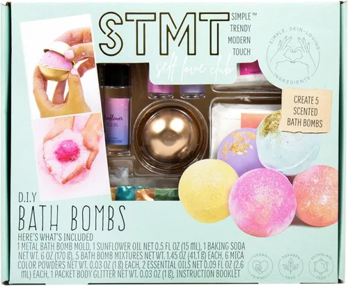 STMT Self-Love Club D.I.Y. Bombas de baño de Horizon Group USA, crea 5 bombas de baño con colores pastel, aceites esenciales e ingredientes de