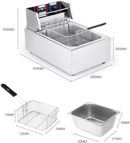 Miniatura 6 de Freidora eléctrica de encimera para comercial y hogar, freidora eléctrica con cesta y tapa para cocina y restaurante en el hogar, capacidad