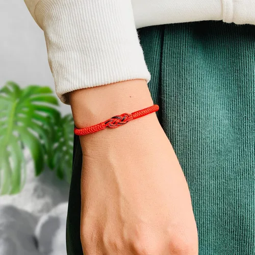 Miniatura 8 de Pulseras tibetanas hechas a mano con cuerda roja para él y ella, pulsera de la amistad, pulsera de la amistad, hilo negro y rojo para protección