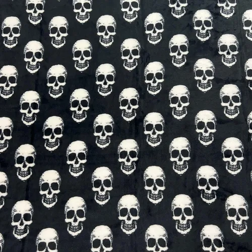 Miniatura 5 de Manta de forro polar de Halloween: calaveras blancas sobre terciopelo negro suave extra grande 70 x 50 para sofá, cama, sillón o dormitorio