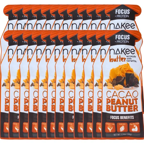 Miniatura 12 de Nakee Butter Focus Cacao Mantequilla de Maní - Paquete de 12, Sin Gluten