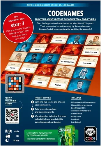 Miniatura 3 de CGE Codenames Juego de Mesa (2ª Edición) El Juego de Fiesta de Asociación de Palabras Ultra Secreto para Noches de Juegos con Amigos y Familia, 4+