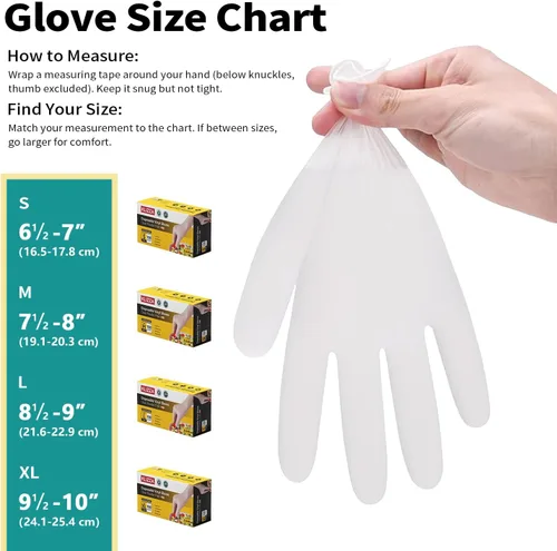 Miniatura 3 de Disposable Latex-Free Vinyl Exam Gloves Food Safe, 4mil Heavy Duty Food Prep Clear Rubber Gloves