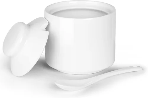 Miniatura 9 de Azucarero de 8 onzas con tapa y cuchara, frasco de azúcar de cerámica, dispensador de azúcar, contenedor de azúcar, accesorios para cafetería, marino