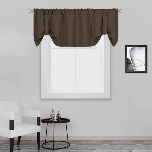 Miniatura 9 de DECOVSUN Cenefa opaca con amarre para ventana de 18 pulgadas de largo, con aislamiento térmico, cenefa ajustable para ventanas de cocina, bolsillo